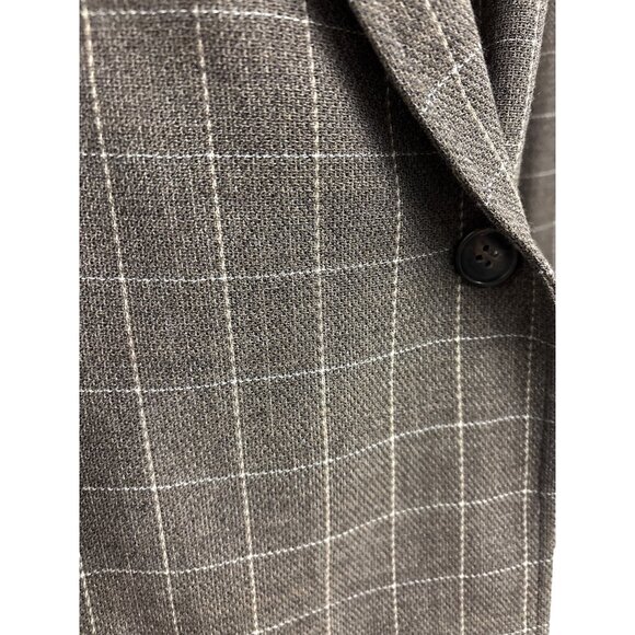 Anne Klein II Womens Brown Plaid Wool Blazer 24W Double-Breasted Tall Plus - Picture 5 of 16